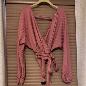 Pink Wrap Sweater Top